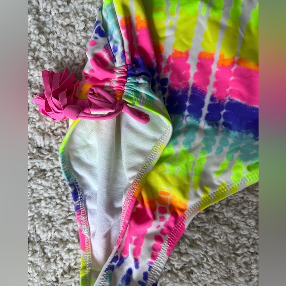 Girls 6x Jantzen Girls Tie-Dye Fringe One piece Swimsuit - Picture 4 of 9